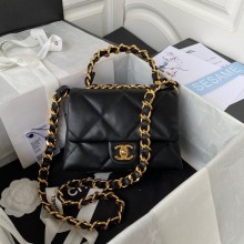 chanel Lambskin & Gold-Tone Metal Small Flap Bag AS3498 BLACK 2022