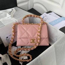 chanel Lambskin & Gold-Tone Metal Small Flap Bag AS3498 pink 2022