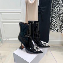 Amina Muaddi Heel 9.5cm Begum Embellished patent Boots Black 2021