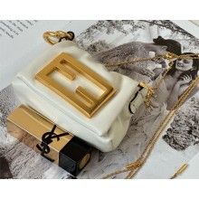 FENDI Mamma Baguette nano white nappa leather bag 2025