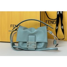 FENDI Mamma Baguette small Blue nappa leather bag 2025