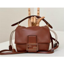 FENDI Mamma Baguette small caramel nappa leather bag 2025