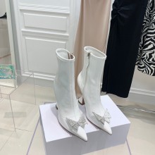 Amina Muaddi heel 9.5cm Phoenix Butterfly patent Boots white 2021