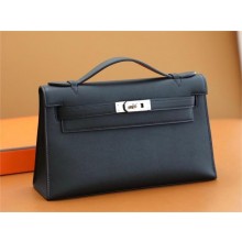 Hermes Mini Kelly 22 Pochette Bag Black in Swift Leather(handmade)