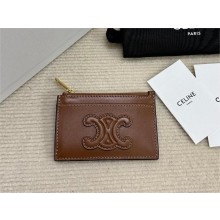celine Zipped Card Holder in smooth lambskin Tan 10K583 2023
