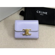 celine COMPACT WALLET WITH COIN TRIOMPHE in Shiny calfskin Light Lilac 10I653 2023