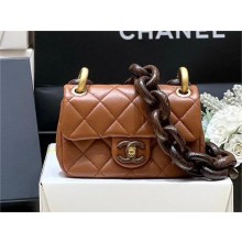 Chanel Mini Flap Bag in Lambskin & Ash-Wood AS4165 tan 2023(ORIGINAL QUALITY)