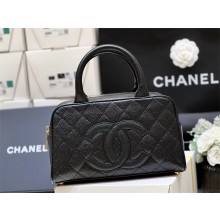 CHANEL CC Quilted Caviar Bowling Bag in Black 2023(ORIGINAL QUALITY)