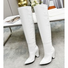 Saint Laurent  glazed leather high boots in white heel 10.5cm 2024