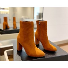 Saint Laurent women's suede leather  boots in orange heel 9.5cm 2024
