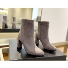 Saint Laurent women's suede leather  boots in grey heel 9.5cm 2024