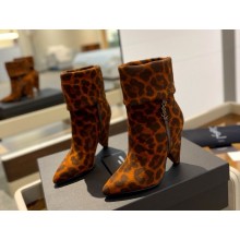 Saint Laurent  85mm Niki leopard boots suede leather brown 2024