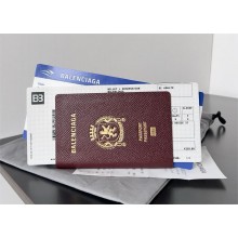 Balenciaga Men's Passport Long Wallet 2 Tickets in Dark Red 2024