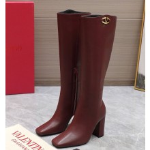 VALENTINO Vlogo the bold edition boot in calfskin 95mm burgundy 2024