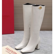 VALENTINO Vlogo the bold edition boot in calfskin 95mm white 2024