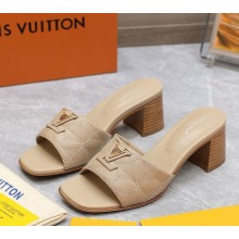 Louis Vuitton LV Capri Mule 1ADCW2 Embroidered calf leather beige heel 5.5cm 2024
