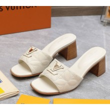 Louis Vuitton LV Capri Mule 1ADCW2 Embroidered calf leather White heel 5.5cm 2024ss