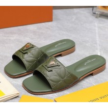 Louis Vuitton LV Capri Flat Mule 1ADCE9 army green Embroidered calf leather 2024