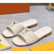 Louis Vuitton LV Capri Flat Mule 1ADCE9 white Embroidered calf leather 2024ss