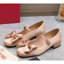 Valention GARAVANI Roman stud silk BALLET FLATS nude pink 2024