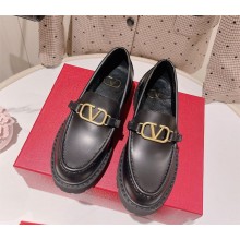 Valentino Garavani V logo leather loafers black 2023