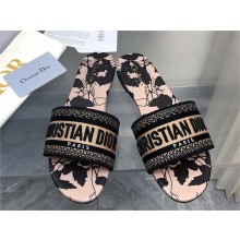 Dior Beige and Black Cotton Embroidered with Fleurs Mystiques Motif  Dway Slide 2024