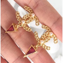 Chanel CC Earrings with Triangle Pendant AB0276 Red 2018