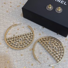 Chanel Hoop Earrings in Metal & Strass. Gold & Black  ABA603 2023