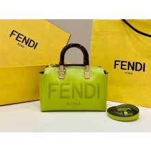 Fendi mini By The Way Boston bag in acid green leather 2023