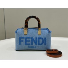 Fendi Light blue denim mini By The Way Boston bag 2023