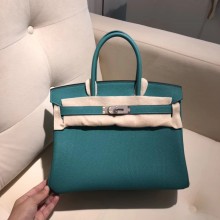Hermes Birkin 30/35 Bag In Original togo Leather With Gold/Silver Hardware malachite