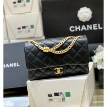 chanel Lambskin & Gold-Tone Metal Flap Bag AS3609 black 2022(ORIGINAL QUALITY)