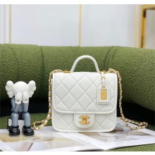 Chanel Grained Calfskin Small Flap Bag with Top Handle AS3652 white 2022