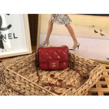 chanel Lambskin, Enamel & Gold-Tone Metal Belt Bag AP3037 RED 2022