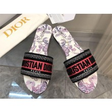 Dior Nude Multicolor Embroidered Cotton with Toile de Jouy Mexico Motif Dway Slide 2024
