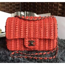 CHANEL SMALL EMBROIDERED LAMBSKIN FLAP BAG ORANGE 