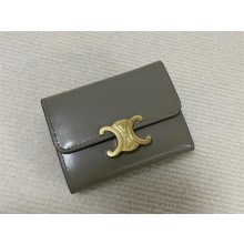 celine COMPACT WALLET WITH COIN TRIOMPHE in Shiny calfskin gray 10I653 2023