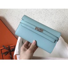 hermes kelly wallet in original epsom leather Macaron blue