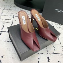 Alaia heel 10.5cm SPIKE MULES IN CALFSKIN burgundy 2024
