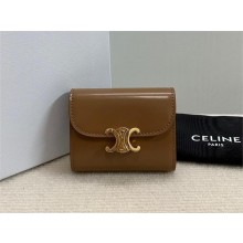 celine Small Wallet TRIOMPHE in Shiny calfskin Bronze 10D783 2023
