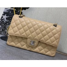 Chanel Caviar 1112 Classic Medium Flap Bag beige With silver Hardware
