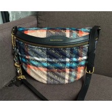 Balenciaga Monogram Belt Pack Bag Blue/Beige 2018