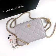 CHANEL AS2463 SHEEPSKIN CAMERA CASE gray 2022