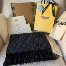 fendi logo printed wool scarf black 2021