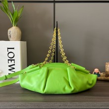 LOEWE Small Paseo bag in shiny nappa calfskin with chain green 2024