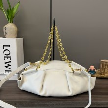 LOEWE Small Paseo bag in shiny nappa calfskin with chain white 2024