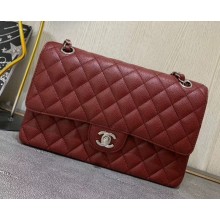 Chanel Caviar Classic 1112 Medium Flap Bag Burgundy With Silver Hardware