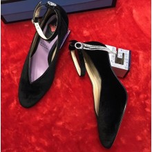 Gucci Mid-Heel 7cm Pumps With Crystal G Heel 548853 Velvet Black 2019