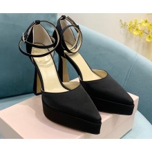 Mach & Mach Heel 12.5cm Platform 3cm Satin Sandals Black 2022