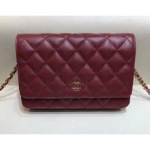 Chanel Caviar Leather Quilting Wallet On Chain WOC Bag Fuchsia/Gold